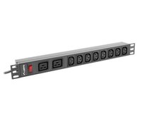 LANBERG 19"  1U 16A 2M 2X C19 8X IEC C13 ZÁSUVKY ČERNÁ C20