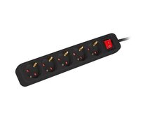 LANBERG NAPÁJECÍ LIŠTA 3M 5X SCHUKO ZÁSUVKY S VYPÍNAČEM KVALITNÍ MĚDĚNÝ KABEL ČERNÝ