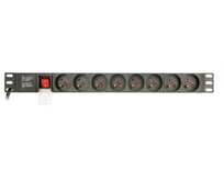 Gembird PDU, 8 českých zásuvek, 1U, 16A, Schuko zástrčka, kabel 3m