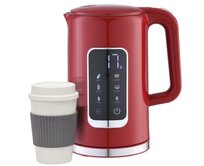 PLATINET RYCHLOVARNÁ KONVICE LCD 1,7L 5 TEPLOT + 450 ML CESTOVNÍ HRNEK, ČERVENÁ