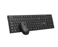 C-TECH WLKMC-03, bezdrátový set klávesnice s myší,nízký zdvih,USB, CZ/SK,černá