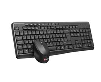 C-TECH WLKMC-04, bezdrátový set klávesnice s myší,ergonomický design,USB, CZ/SK,černá