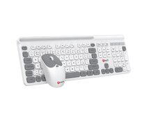 C-TECH WLKMC-05W Quallis, bezdrátový set klávesnice s myší,odkládací prostor,USB, CZ/SK,bílá