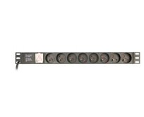 Gembird Napájecí jednotka (PDU), 8 francouzských zásuvek, 1U, 10A, C14 konektor, 3 m kabel