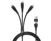CONNECT IT Wirez 6in1 2x USB-C, 1x Lightning, 1,25 m, ČERNÝ