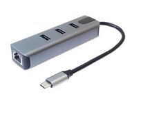 PremiumCord Adapter USB-C na Gigabit 10/100/1000Mbps + 3x USB3.2 konektor