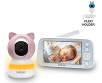 EVOLVEO Baby Monitor N5 - Set videochůvičky s 360° dohledem, obousměrnou komunikací a ukolébavkami, růžová