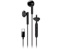 Genius HS-M366 Headset, drátový, do uší, mikrofon, ovládání hlasitosti, 360° rotační klip, USB-C, černý