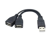 PremiumCord USB 2.0 kabel A/Male to A/Female (data+nabíjení) + A/Female (nabíjení) 15cm
