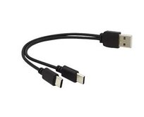 PremiumCord USB kabel A/Male to USB-C male (nabíjení) + USB-C male (nabíjení) 30cm