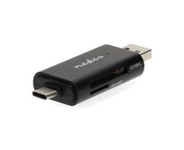 Nedis CRDRU2110BK - Čtečka Paměťových Karet | Duální čtečka karet USB-C™ / USB-A (USB2.0)