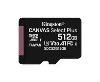 KINGSTON 512GB microSDXC CANVAS Plus Memory Card 150MB/s Read, UHS-I Speed Class, U3, V30, A1 - bez adaptéru