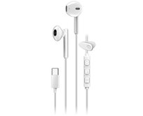Genius HS-M366 Headset, drátový, do uší, mikrofon, ovládání hlasitosti, 360° rotační klip, USB-C, bílý