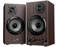 Genius SP-HF520BT, Reproduktory, 2.0, 20W, Bluetooth, 3,5mm jack, dřevěné, tmavě hnědé