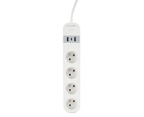 GEMBIRD chytrá prodlužovačka s USB nabíječkou, 4 francouzské zásuvky, černá