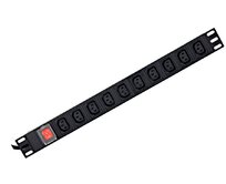 GEMBIRD rozvodná jednotka PDU s 10 zásuvkami C13, výška 1U, proud 16 A, zástrčka C19, kabel 2 m