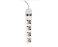GEMBIRD chytrá prodlužovačka s USB nabíječkou, 4 zásuvky, bílá