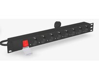 GEMBIRD rozvodná jednotka PDU s 8 zásuvkami Schuko, výška 1U, 10 A, zástrčka C14, kabel 3 m