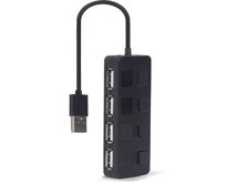 GEMBIRD USB 2.0 4portový hub s vypínači – černý