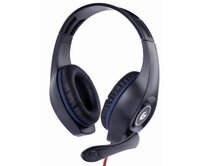 GEMBIRD herní headset s ovládáním hlasitosti, modro-černý, 3,5mm konektor