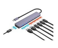 PLATINET HUB 7IN1 10GBS USB-C TO 4X USB-C 3.2 GEN2 + 2X USB-A 3.2 GEN1 + 1X USB-C PD 100W ALU