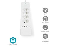 Nedis WIFIP313EWT - SmartLife Prodlužovací Přívod| Wi-Fi | 4x Zásuvka typu F (CEE 7/5) / 4 x USB | 3680 W | 2.0m | Bílá