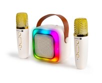 CONNECT IT 2Mic bezdrátový mini party karaoke reproduktor + 2 x mikrofon,BT,USB,USB-C/Micro SD, 3,5mm jack, 5W, BÉŽOVÝ