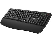 Genius KB-7123, Klávesnice, bezdrátová, 2,4GHz, mini USB přijímač, ergo. podložka, CZ+SK layout, Copilot klávesa, černá