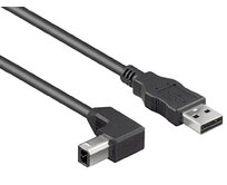 PremiumCord Kabel USB 2.0, A-B, 5m se zahnutým USB-B konektorem 90°