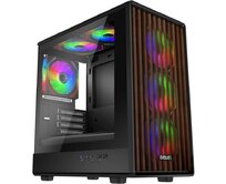 EVOLVEO Panthera, skříň mATX, 6x ARGB ventilátor 120mm, dřevěný přední panel + skleněná bočnice
