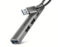 AXAGON HUE-STA, 4x USB ALU STRIP hub, 1x USB-A 5Gbps, 2x USB-A & 1x USB-C 480Mbps, kabel USB-A 12cm