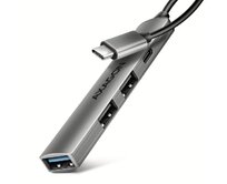 AXAGON HUE-STC, 4x USB ALU STRIP hub, 1x USB-A 5Gbps, 2x USB-A & 1x USB-C 480Mbps, kabel USB-C 12cm
