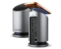 AXAGON HMC-WL9, USB 10Gbps hub s Qi, 3x USB-A, USB-C, HDMI & DP 4k/60Hz, RJ-45 GLAN, PD 100W, kabel USB-C 60cm