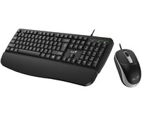 Genius KM-123 Set klávesnice a myši, drátový, CZ+SK layout, opěrka dlaně, 1200 DPI, Copilot, USB, černý