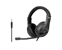 C-TECH sluchátka s mikrofonem MHS-05, 4 pin 3,5mm jack, ovládání na kabelu, náhlavní, redukce na 2x jack, černá 