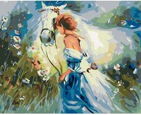 Zuty - Malování podle čísel - DÍVKA S BĚLOUŠEM 40x50 cm bez rámu a bez vypnutí plátna