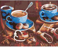 Zuty - Malování podle čísel - MODRÉ ŠÁLKY KÁVY I. 40x50 cm bez rámu a bez vypnutí plátna