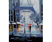 Zuty - Malování podle čísel - ZIMA A EIFFELOVA VĚŽ 40x50 cm bez rámu a bez vypnutí plátna