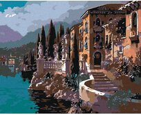 Zuty - Malování podle čísel - PŘÍMOŘSKÝ DOMEK 40x50 cm bez rámu a bez vypnutí plátna