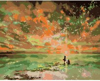 Zuty - Malování podle čísel - ORANŽOVÁ POLÁRNÍ ZÁŘE 40x50 cm bez rámu a bez vypnutí plátna