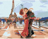 Zuty - Malování podle čísel - MILENCI PŘED EIFFELOVKOU 40x50 cm vypnuté plátno na rám
