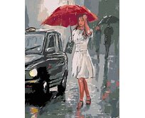 Zuty - Malování podle čísel - ŽENA U AUTA V DEŠTI 40x50 cm bez rámu a bez vypnutí plátna