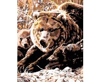 Zuty - Malování podle čísel - MEDVĚDICE S MLÁĎATY 40x50 cm vypnuté plátno na rám
