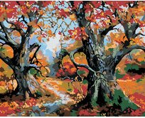 Zuty - Malování podle čísel - STROMY A PODZIMNÍ KRAJINA 40x50 cm bez rámu a bez vypnutí plátna