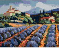 Zuty - Malování podle čísel - STAVENÍ A LEVANDULOVÝ LÁN 40x50 cm bez rámu a bez vypnutí plátna