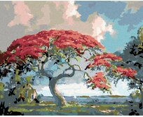 Zuty - Malování podle čísel - RUDÁ BONSAI 40x50 cm vypnuté plátno na rám