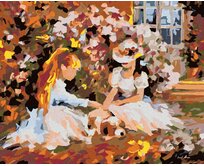 Zuty - Malování podle čísel - DÍVKY V ZAHRADĚ A ŠTĚNĚ 40x50 cm vypnuté plátno na rám