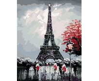 Zuty - Malování podle čísel - EIFFELOVKA S ČERVENÝM STROMEM 40x50 cm vypnuté plátno na rám