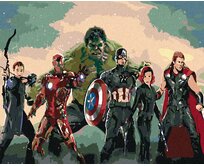 Zuty - Malování podle čísel - AVENGERS ASSEMBLE 40x50 cm vypnuté plátno na rám