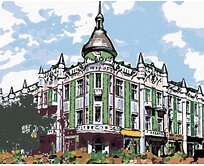 Zuty - Malování podle čísel - BUDOVA NA ROHU ULICE 40x50 cm vypnuté plátno na rám